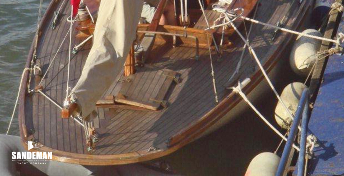 Along deck fwd from above.