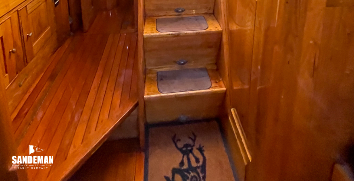 Companionway and passage aft to en-suite owner cabin