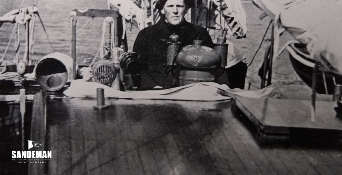 Robert J. Dunlop at the helm Firth of Clyde late 1940s
