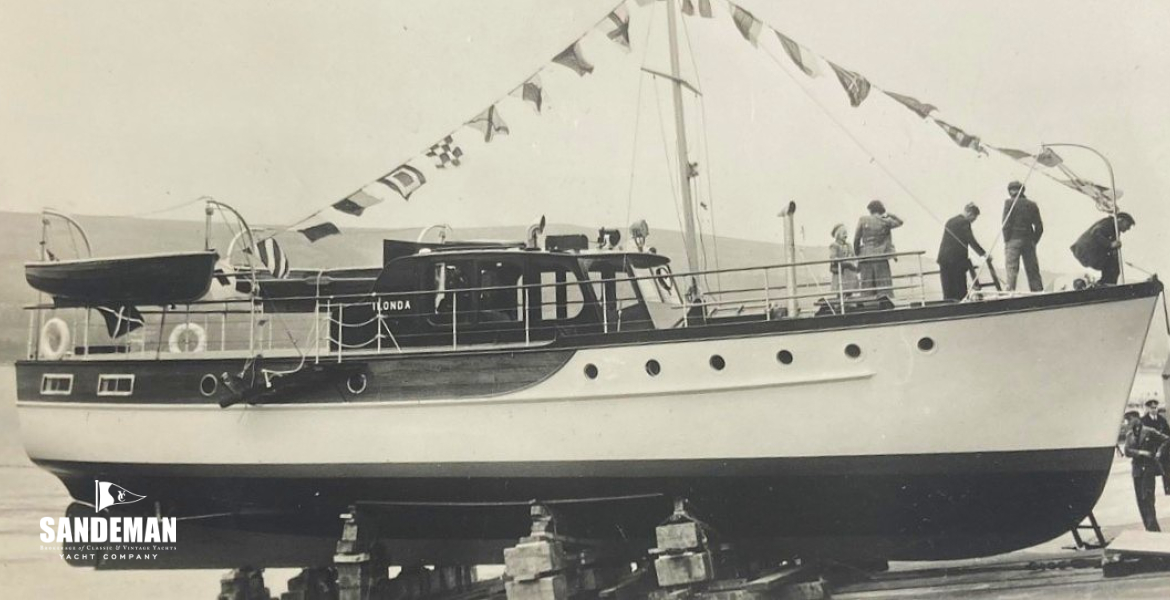 Ready for launch 1951 - John Bain in background under the bow