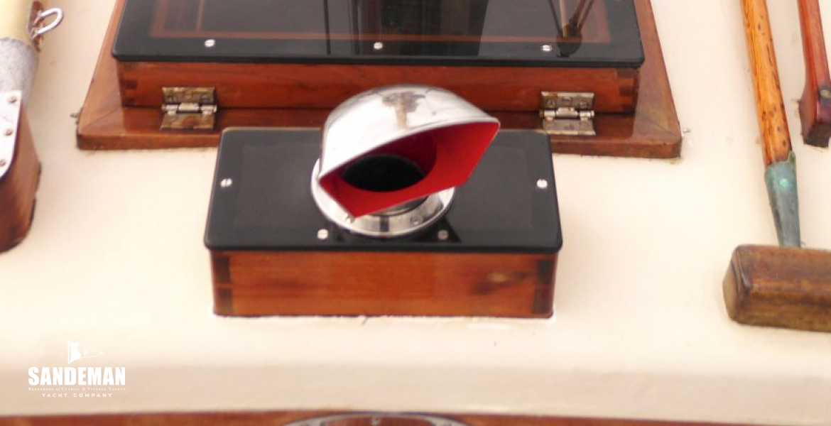 Trunk cabin view aft - new smoked perspex hatch and dorade box  tops