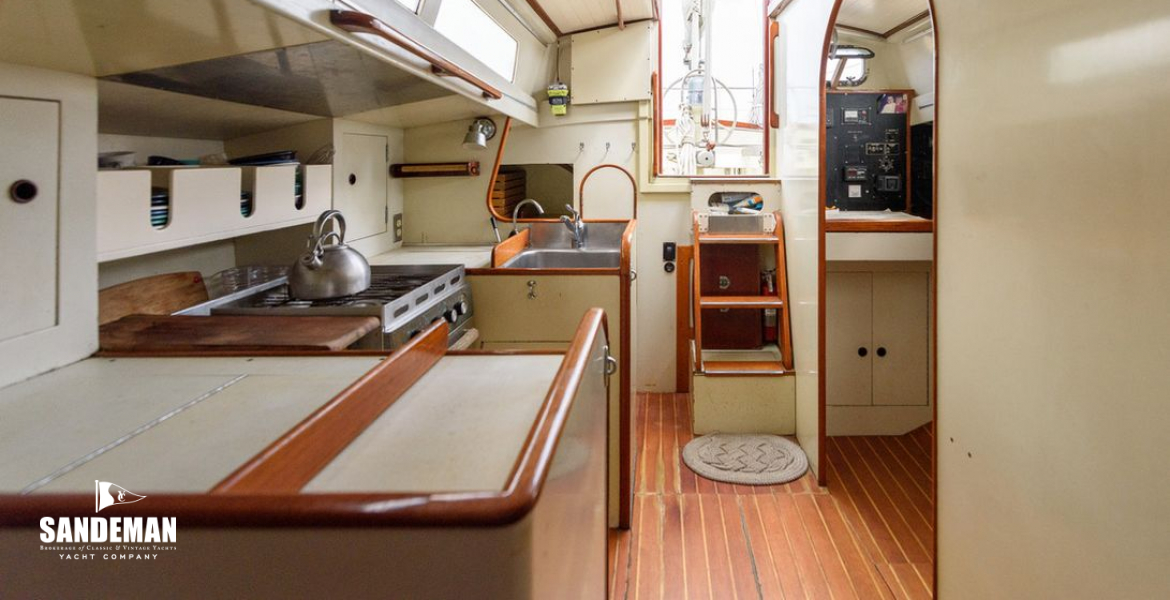 View aft from saloon to galley and nav station