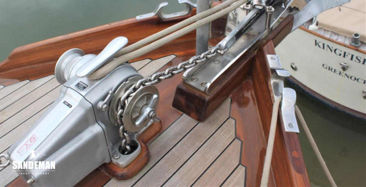 Windlass and anchor stowage view fwd to port