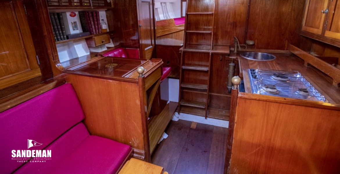 Saloon view aft to nav and galley 