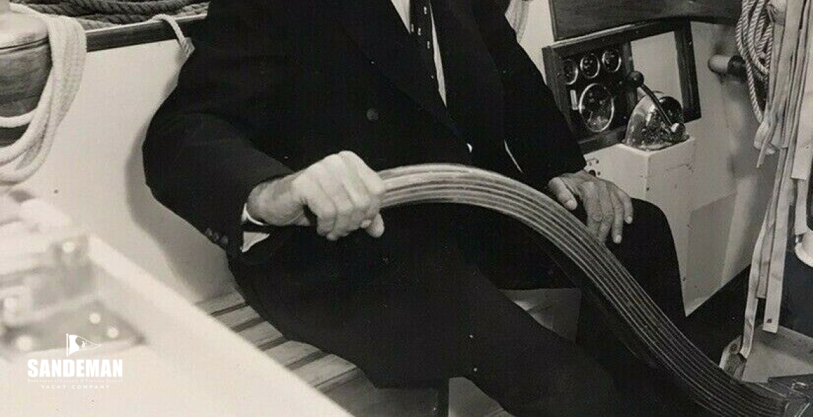 Sir Francis Chichester at the helm 1966