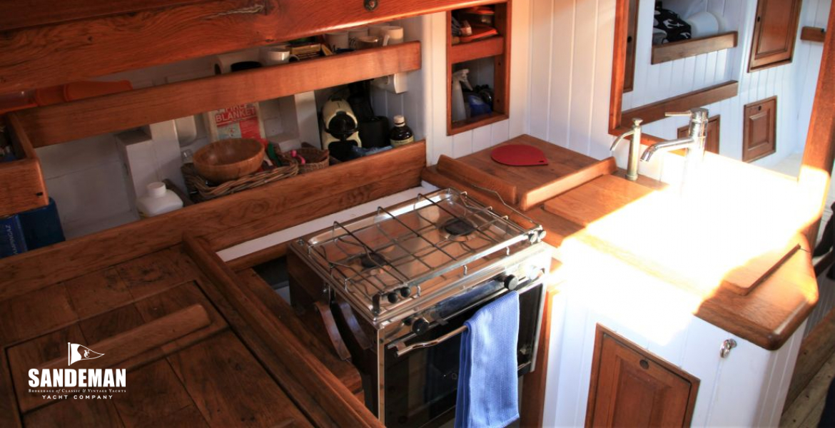Companionway view to galley to port