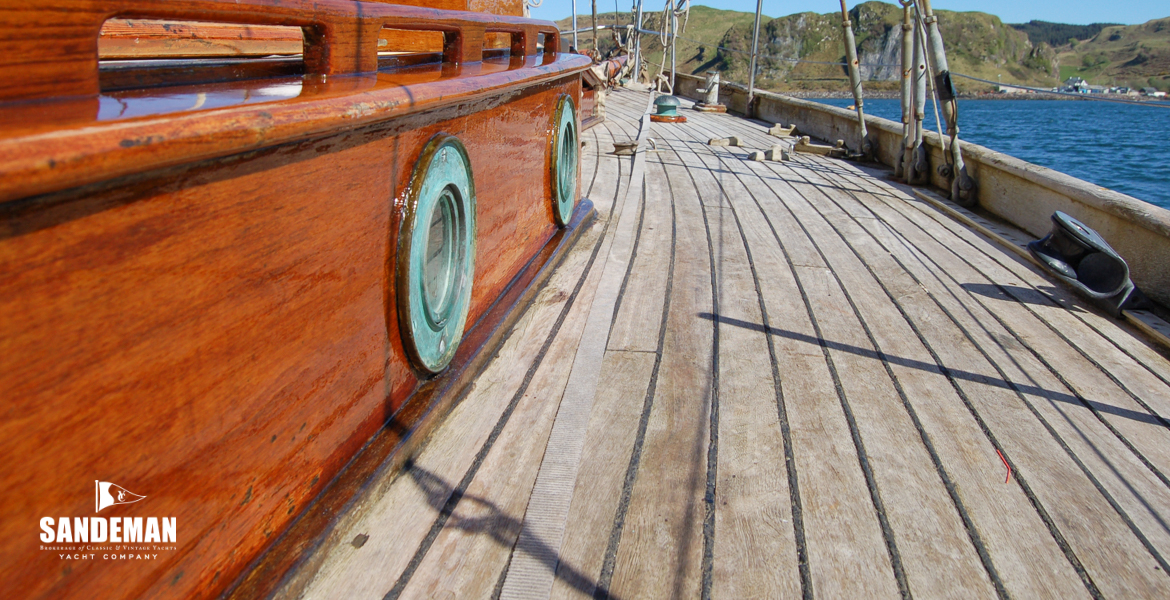 Starboard side deck view forward
