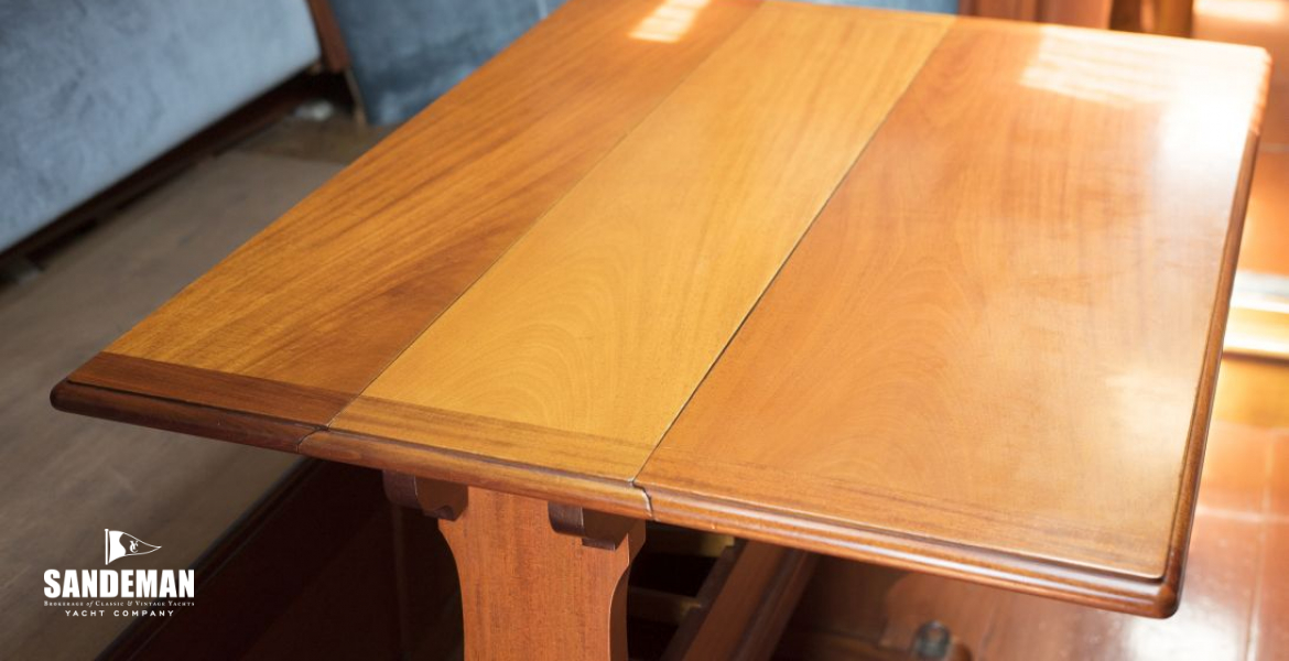 Saloon drop leaf table view aft