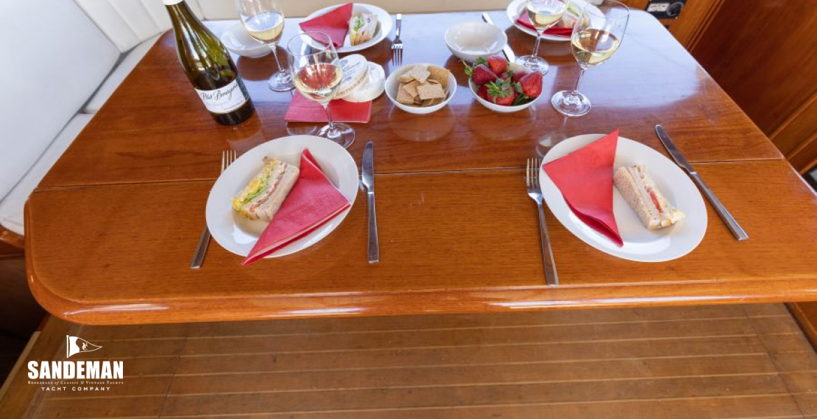 Deck saloon table and seating