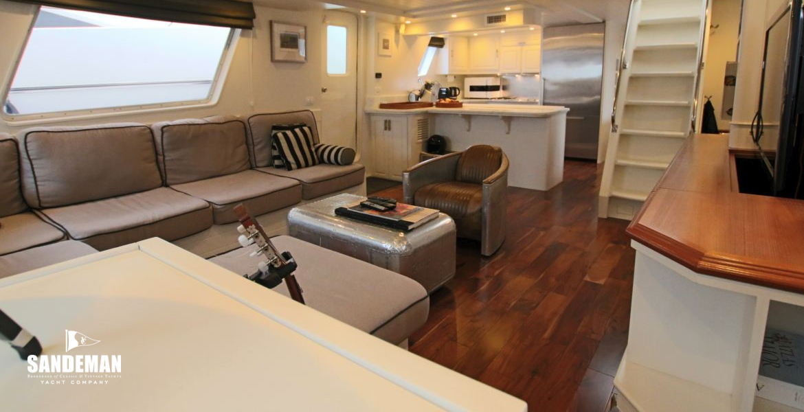 Up to main deck saloon - view fwd to port