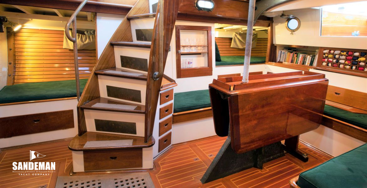 Companionway stair and saloon view to starboard