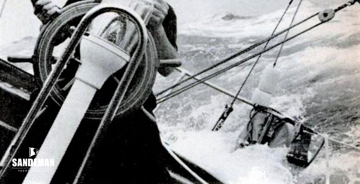 Paul Hoffmann at the helm, 1966 Newport-Bermuda Race
