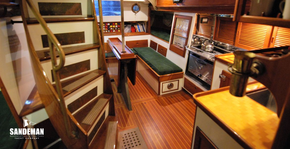View aft: stair; galley; saloon