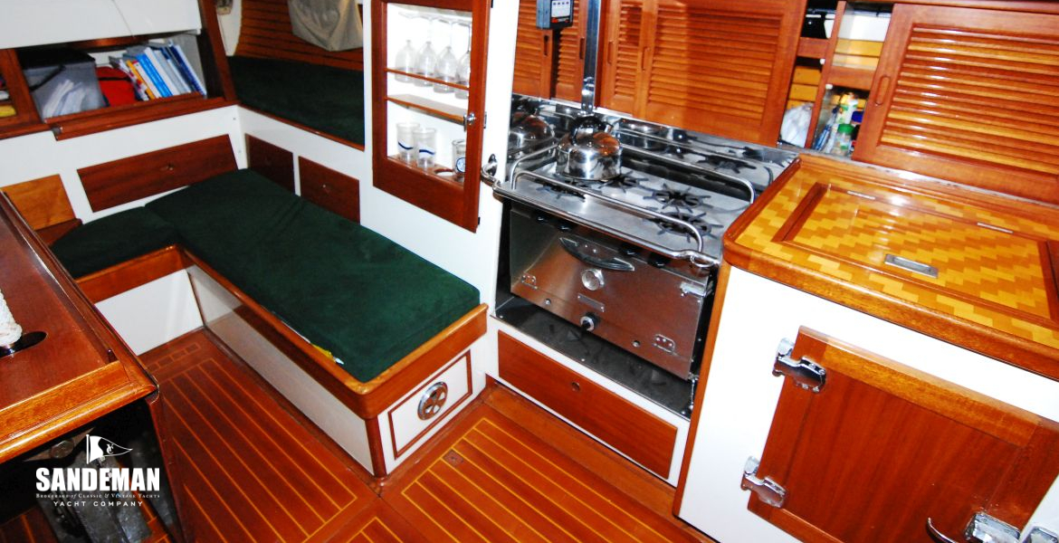 Saloon and galley view to port aft