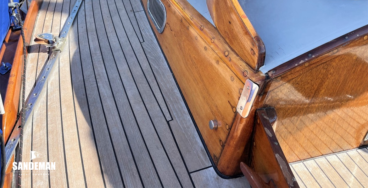 Trunk cabin and port side deck view forward