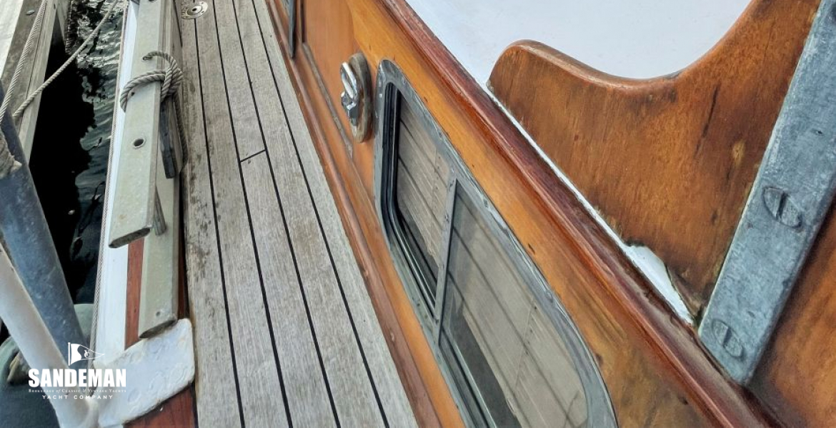 Starboard side deck view aft (launch not included)