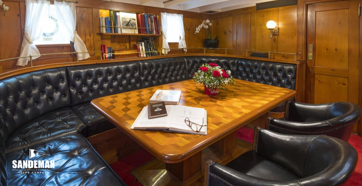 Saloon port - view forward to port