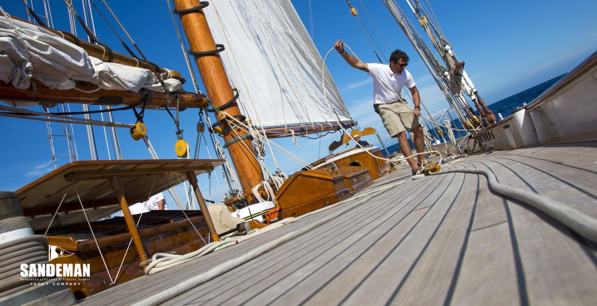 Starboard side deck view aft