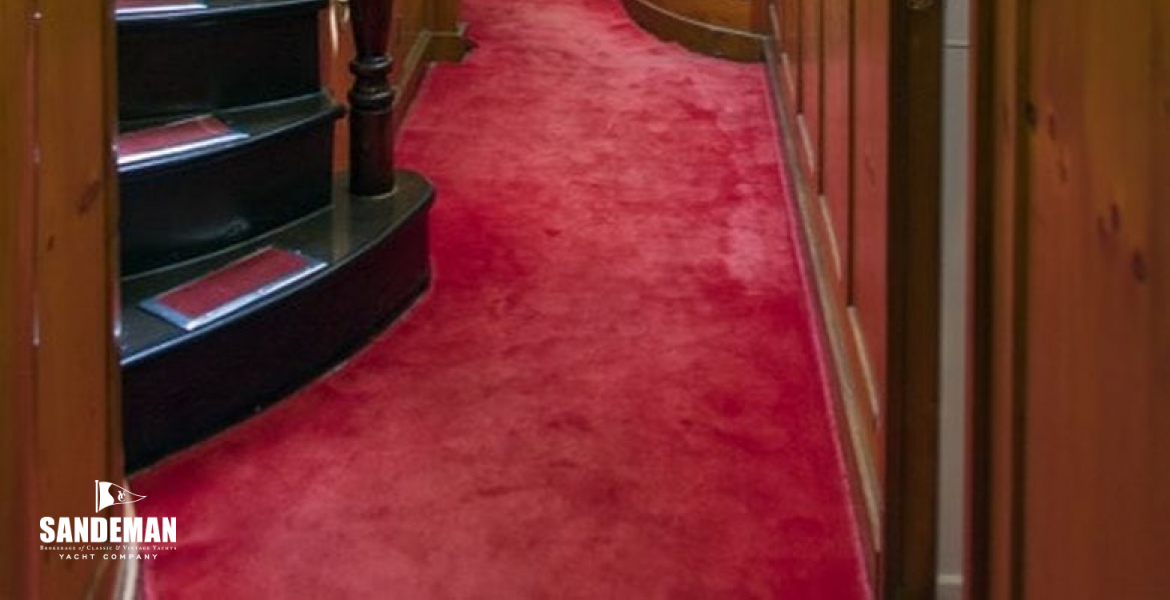 Lobby and wheeled companionway staircase view aft