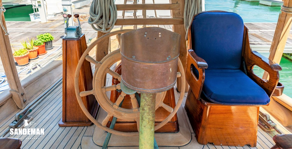 Binnacle and helm view aft