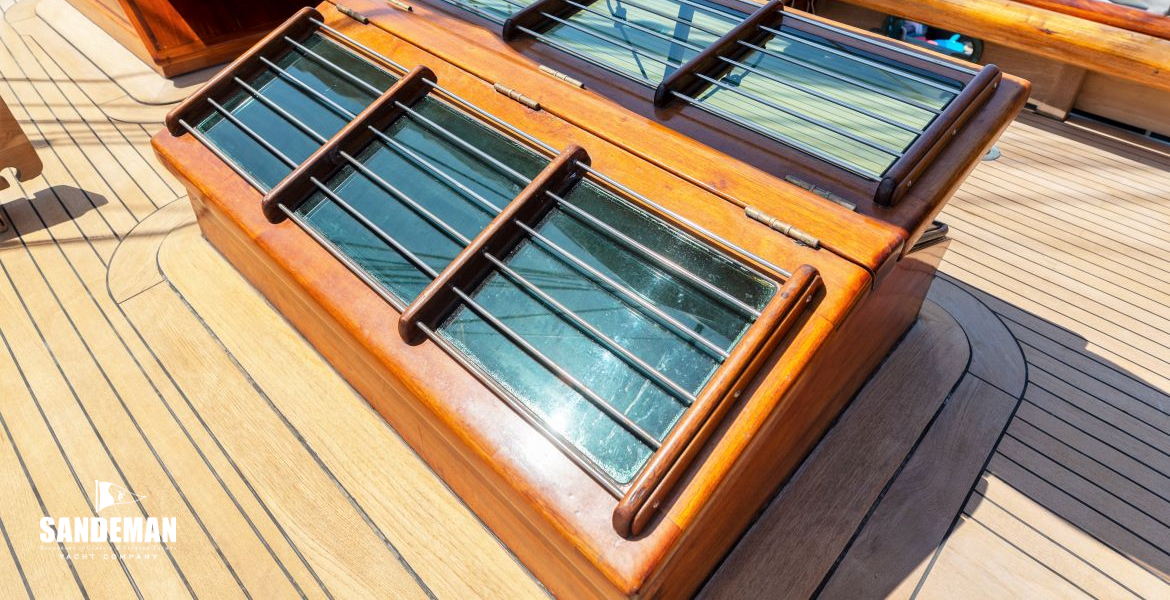 Saloon skylight and forward scuttle