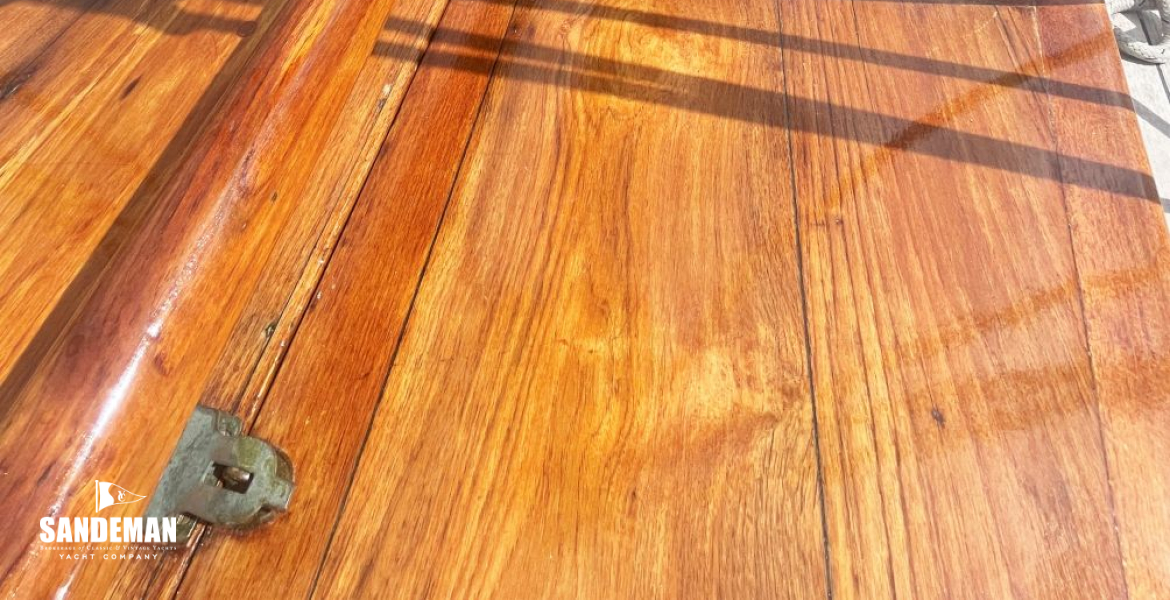 View forward over lazarette hatch