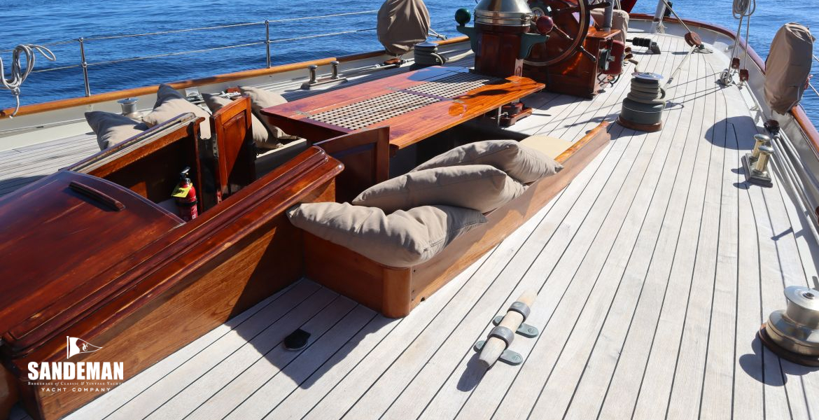 Companionway hatch and cockpit view aft