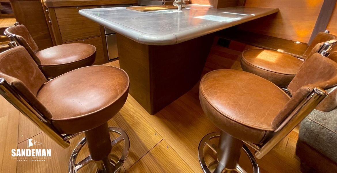 Dining and galley view aft