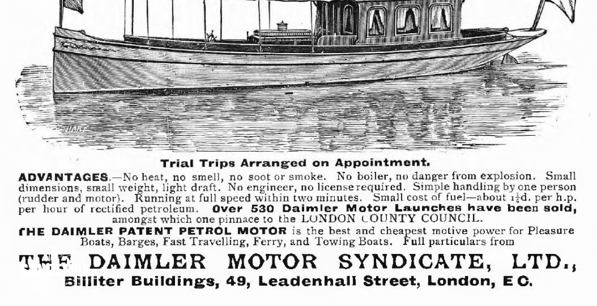 The Daimler Motor Syndicate Ltd advert 1894