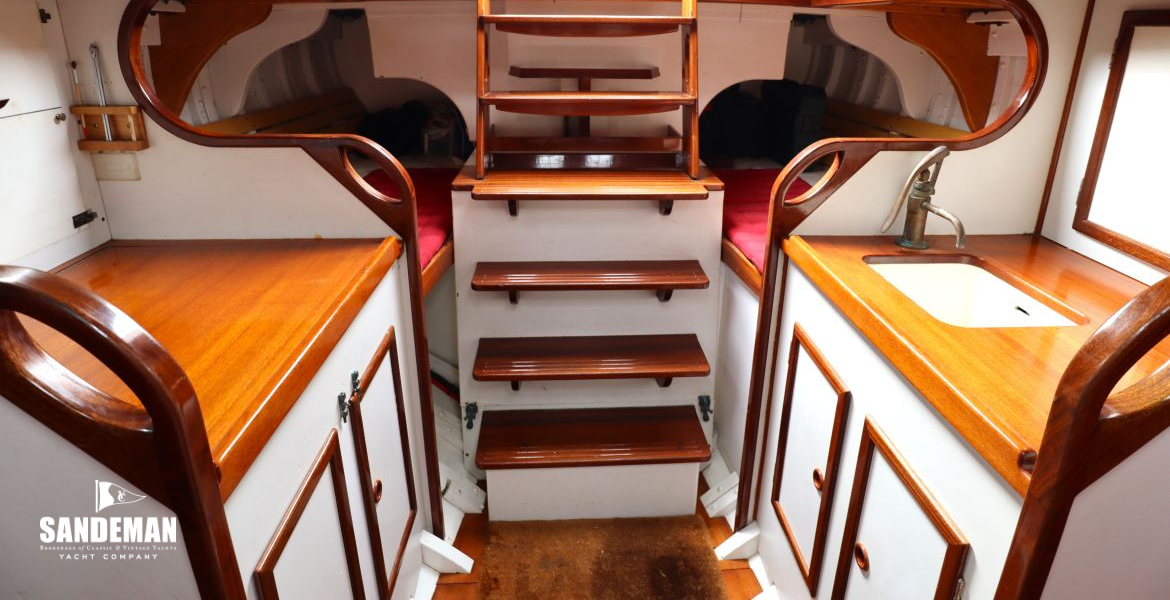 View aft to companionway steps and engine box