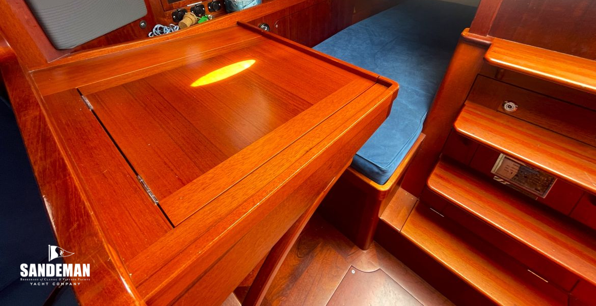 Navigation area and quarterberth view aft to starboard
