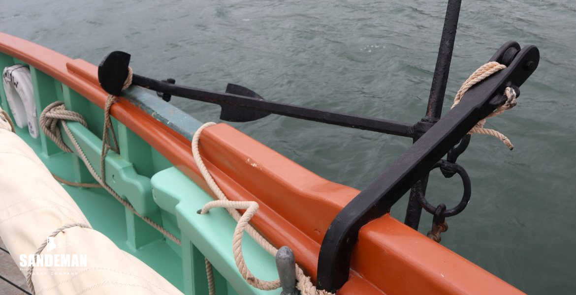 Anchor stowed in cat