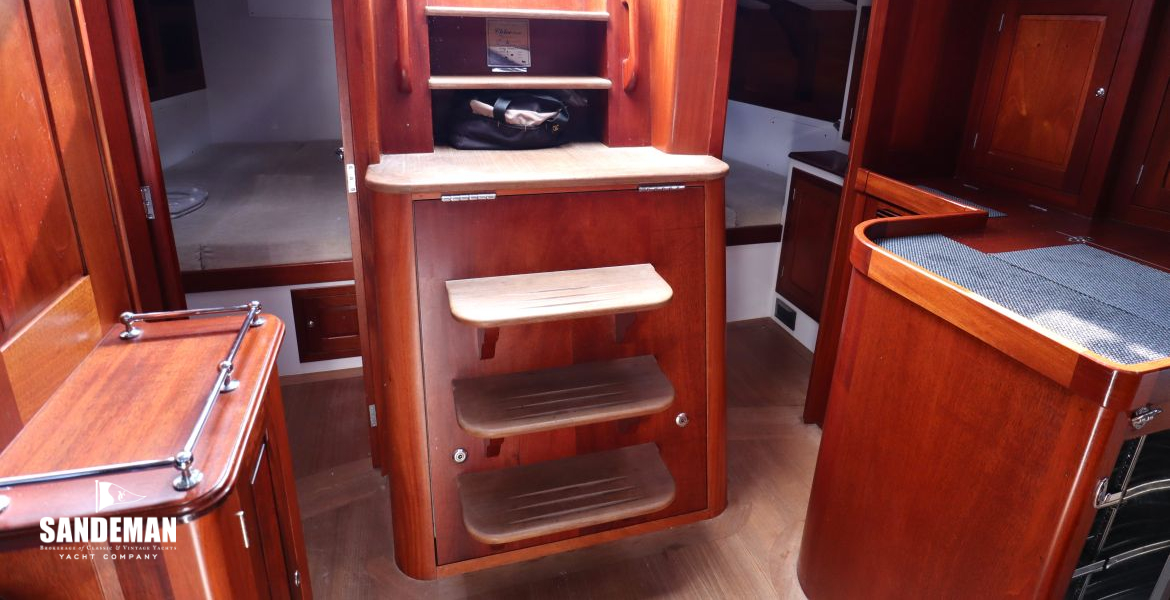 View aft to companionway and aft quarter cabins