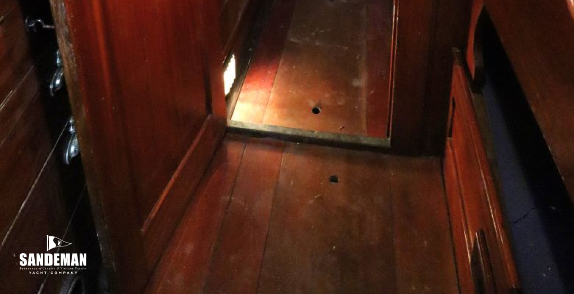 Aft cabin view forward to lobby and stair to wheelhouse 