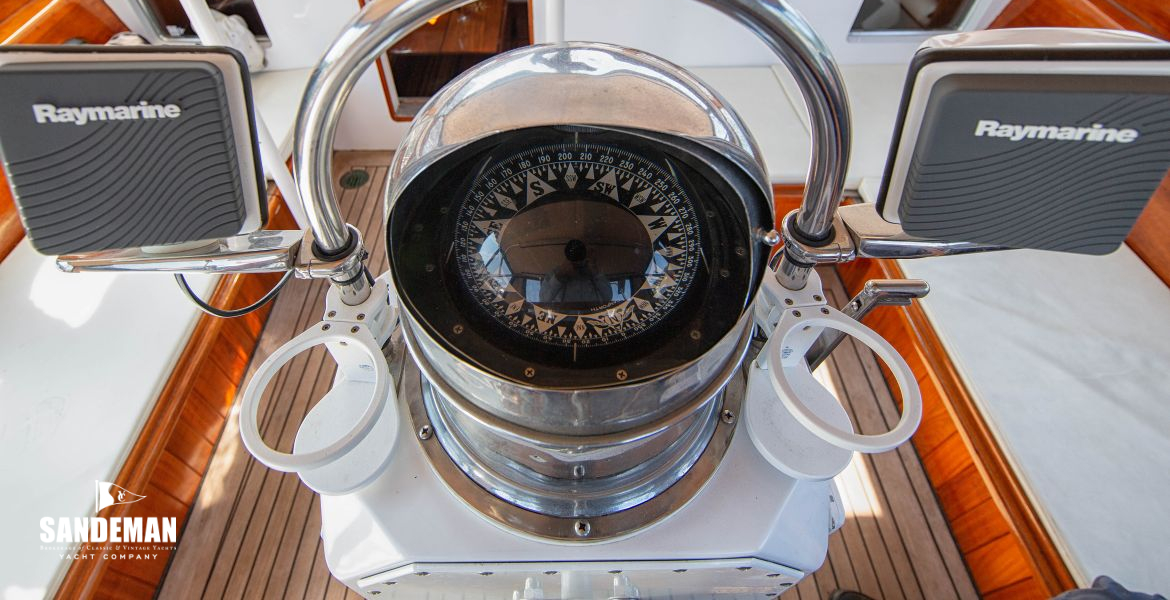 Cockpit view forward from helm