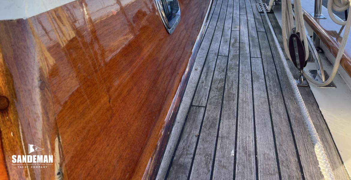 Starboard aft side deck view forward