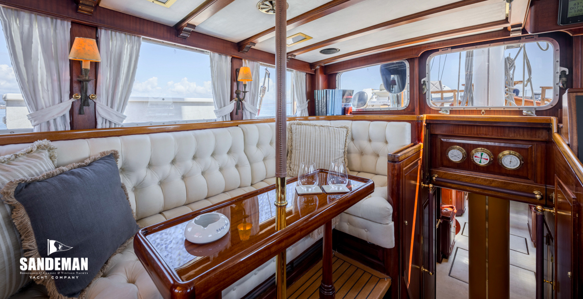 Pilot house seating area to port