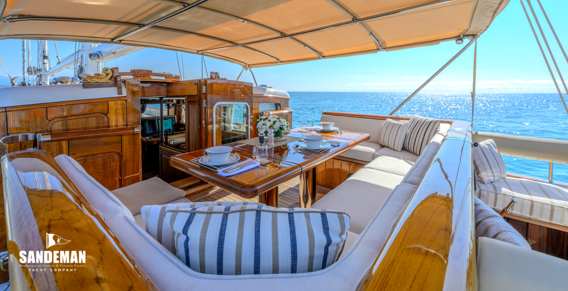 Deck dining view to starboard forward