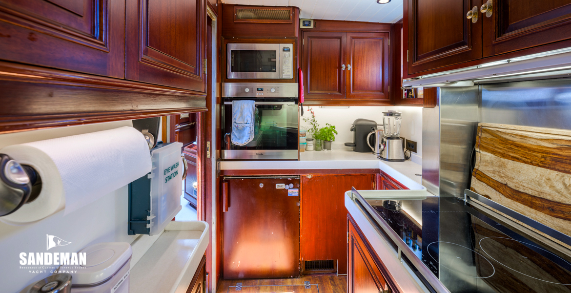 Galley view aft; door to dining area