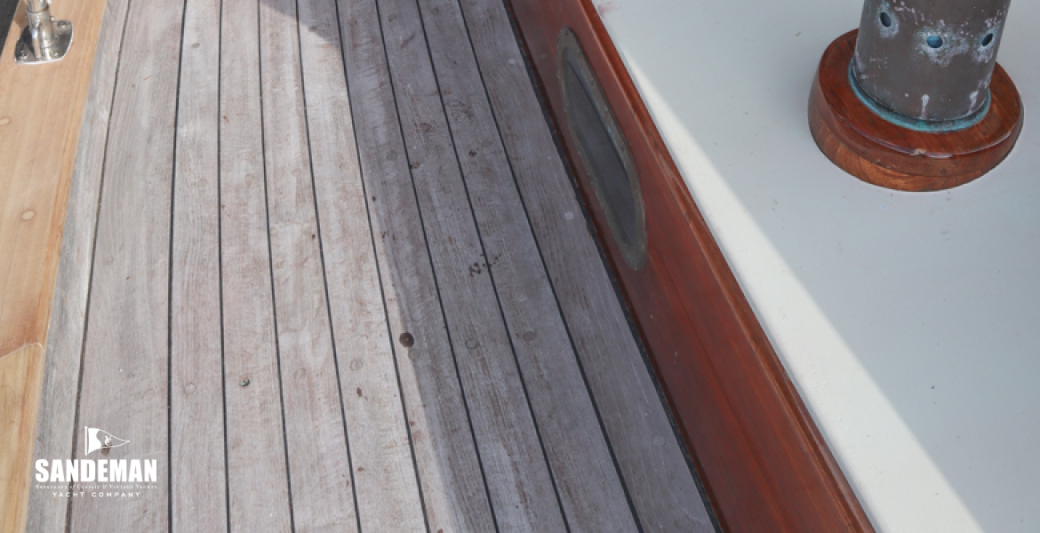 Starboard side deck view aft