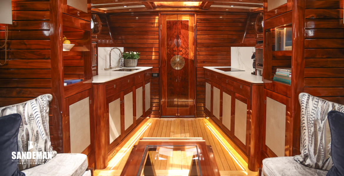 Forward to saloon and galley