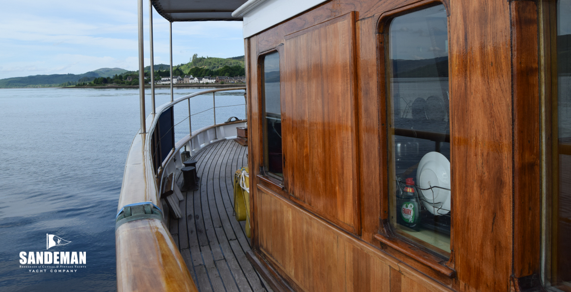 Starboard side deck view aft