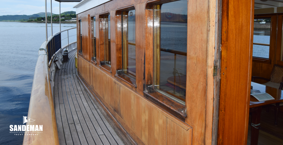 Starboard side deck view aft