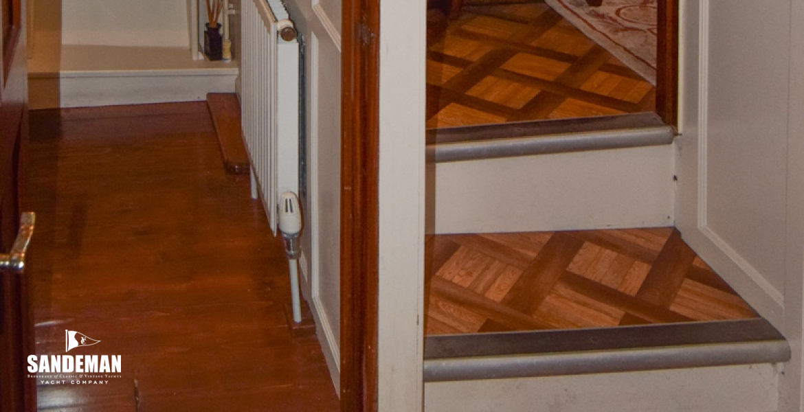 Entrance to WC/ shower and twin bunk cabin opposite to port