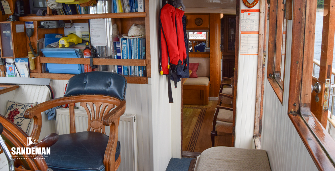 Wheelhouse view aft to lobby and saloon