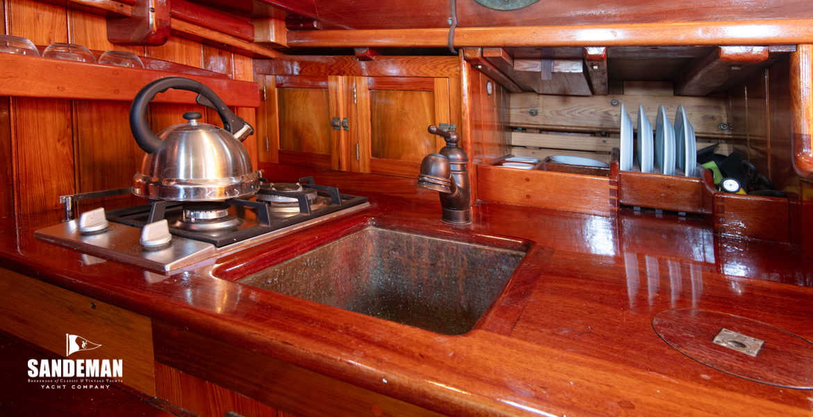 Galley to port aft