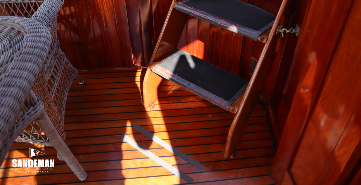Aft cockpit forward to port