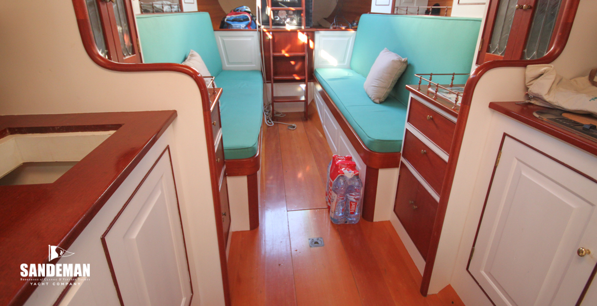 View aft to saloon [photos with current upholstery to follow]
