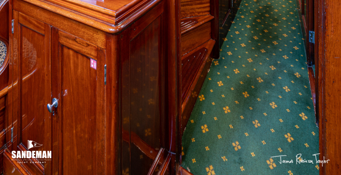 Saloon view aft to accommodation [Photo: James Robinson Taylor]