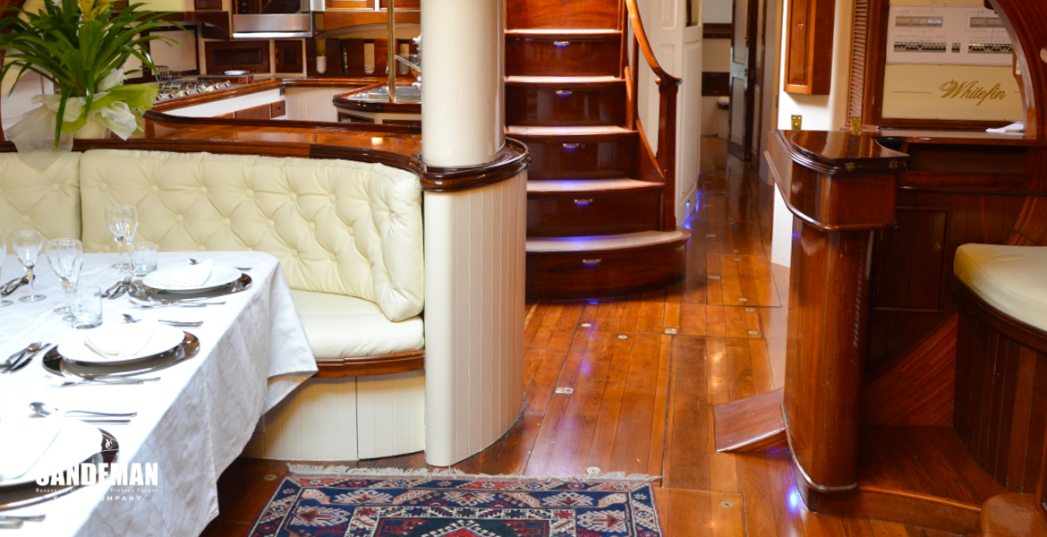 Saloon, galley and companionway - in commission